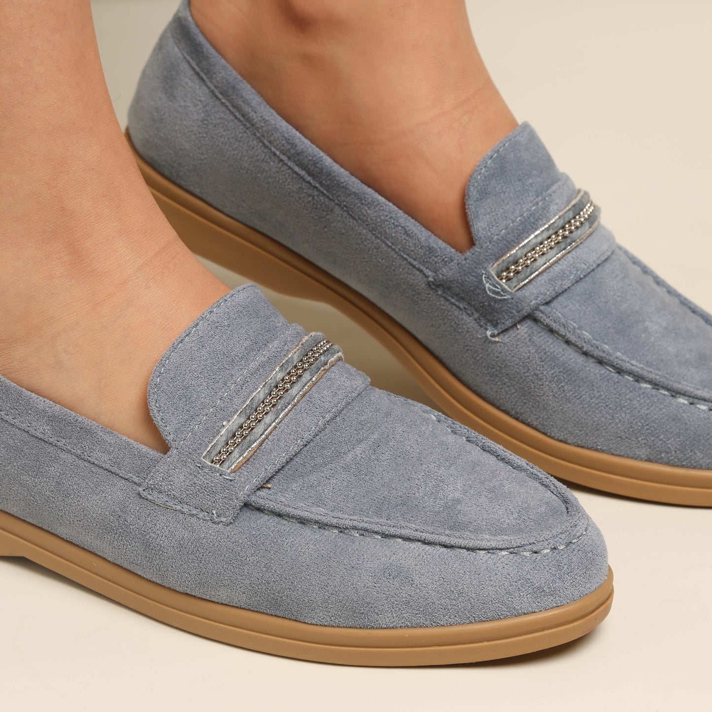 Mocassin En Daim -Bleu