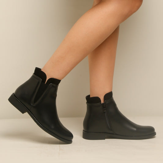 Bottine Simili Cuir - Noir