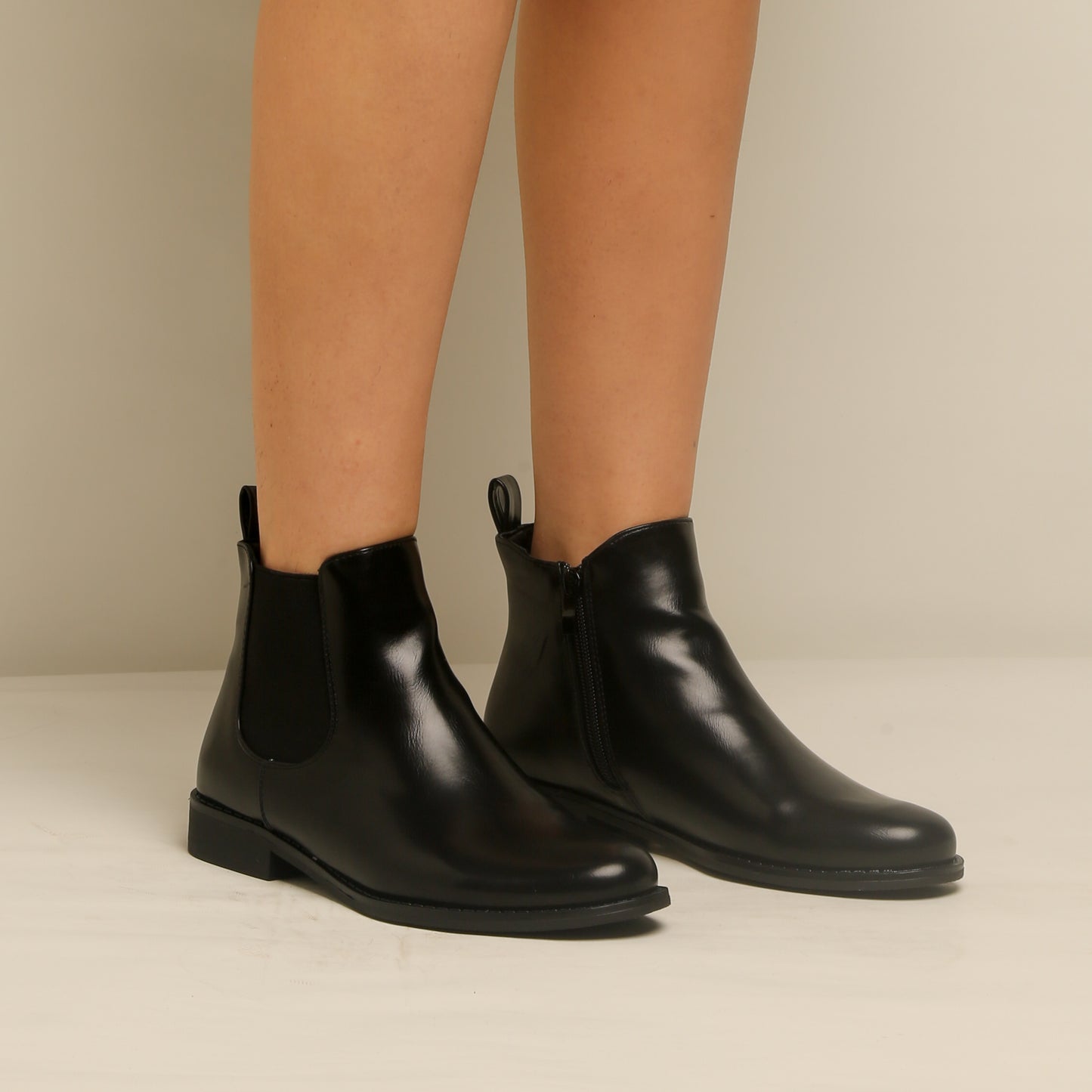 Bottine Simili Cuir - Noir