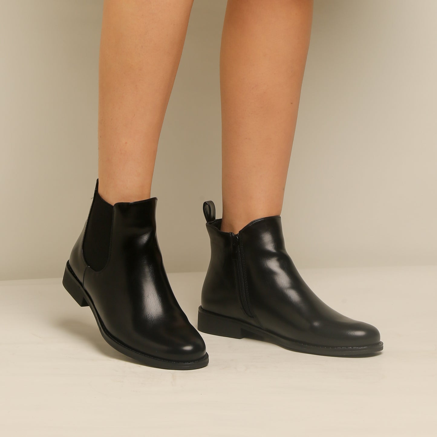 Bottine Simili Cuir - Noir