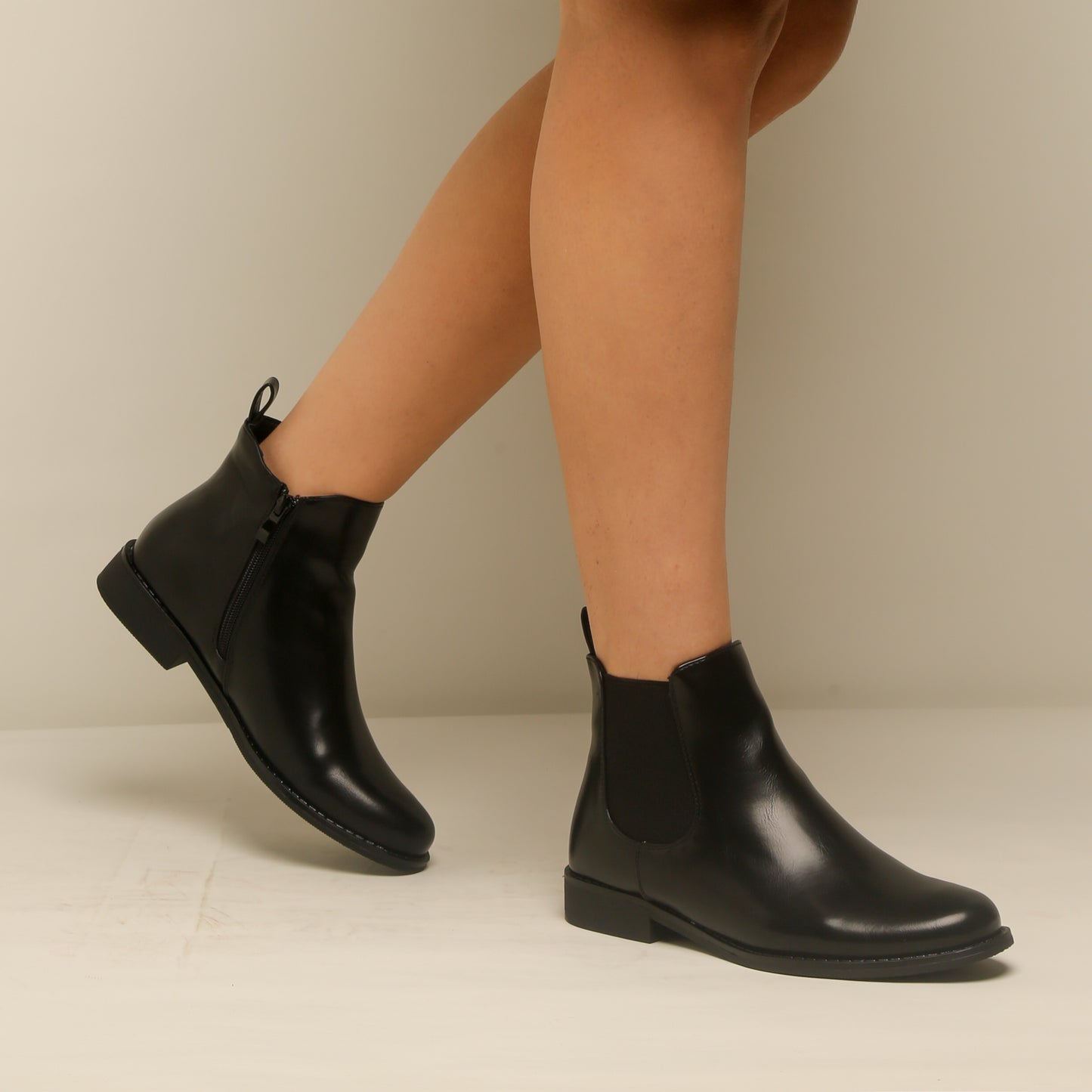 Bottine Simili Cuir - Noir