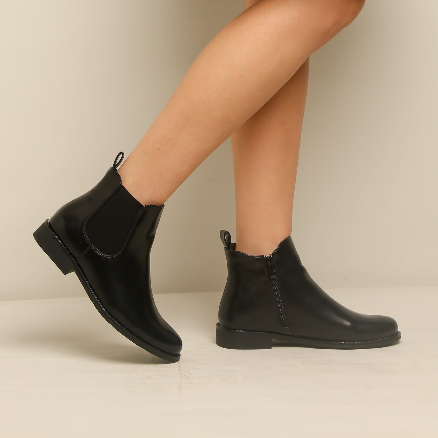 Bottine Simili Cuir - Noir