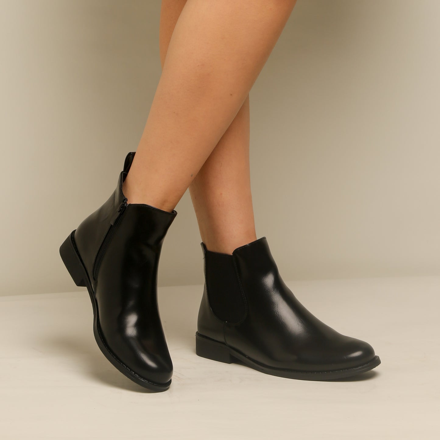 Bottine Simili Cuir - Noir