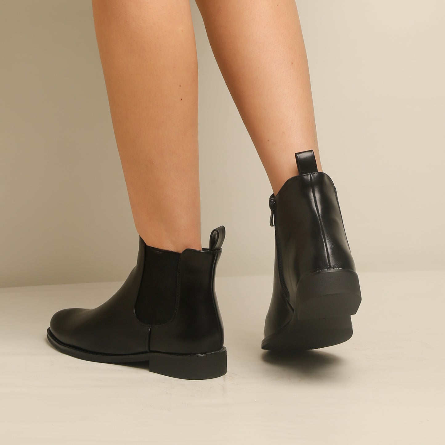 Bottine Simili Cuir - Noir