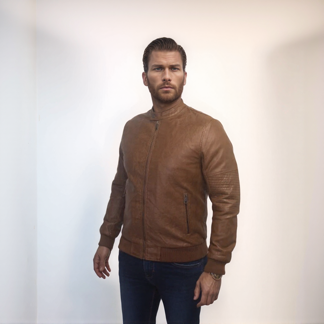 Enos Jeans Vestes Simili Cuir - Camel