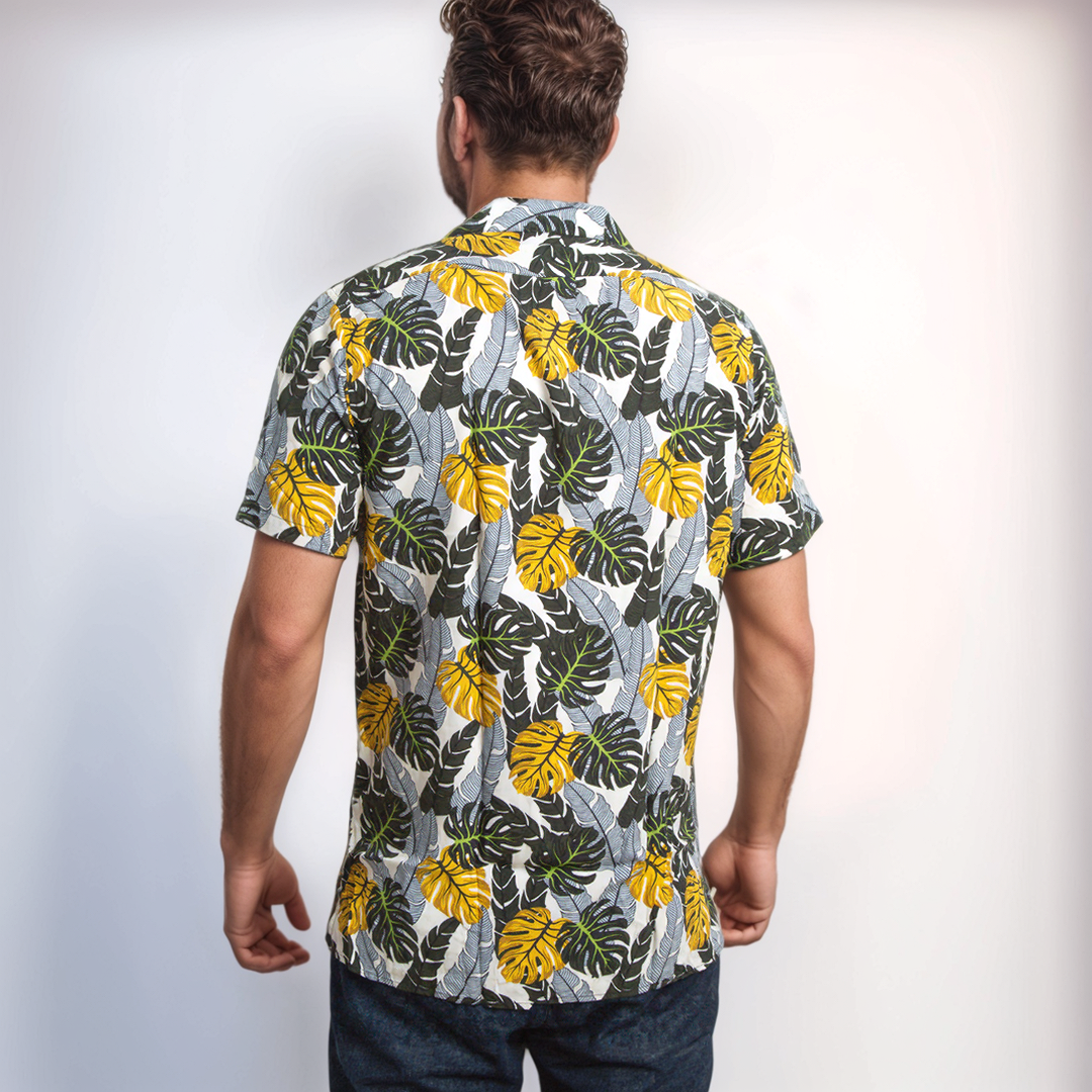 Chemise à Fleur - Gris / Jaune