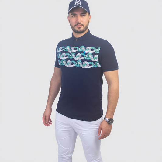 Polo à Motif - Bleu Marine