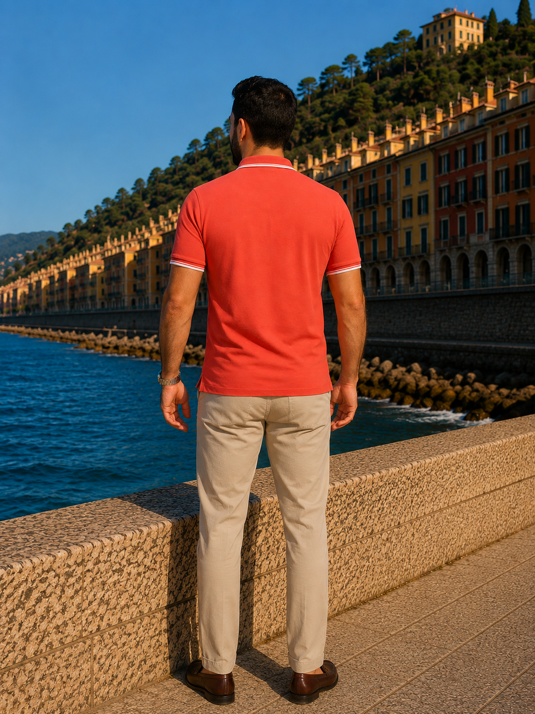 Polo en Cotton - unis - Rouge
