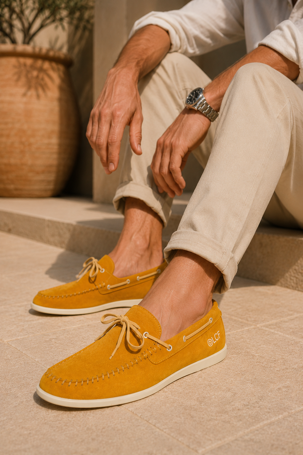 Mocassins En Daim - Jaune