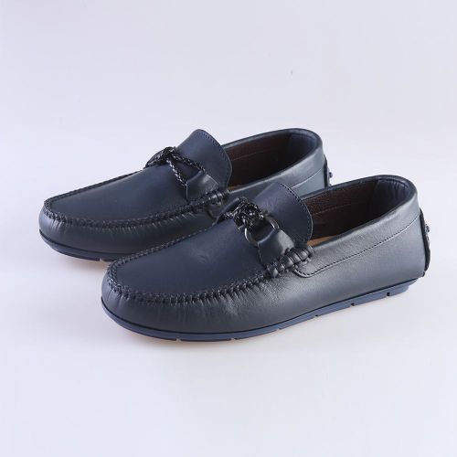 Paulo Martinaises Mocassins En Cuir - Homme - Bleu Marine
