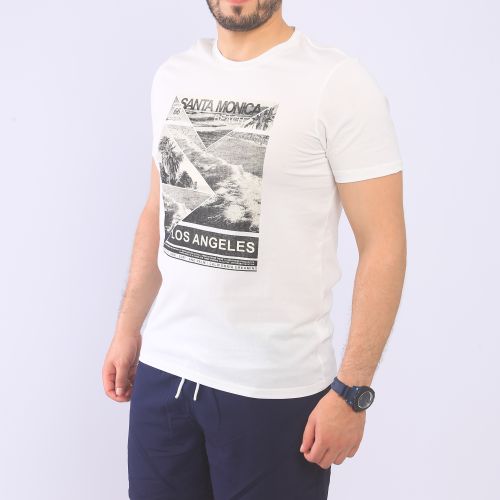 ﻿BAKER'S T-Shirt à Motif - Homme - Blanc