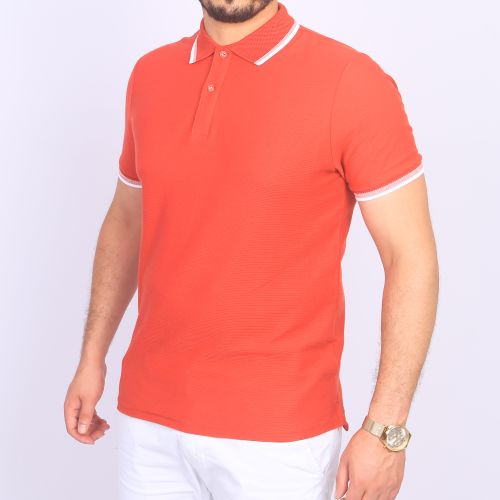 Polo en Cotton - unis - Rouge