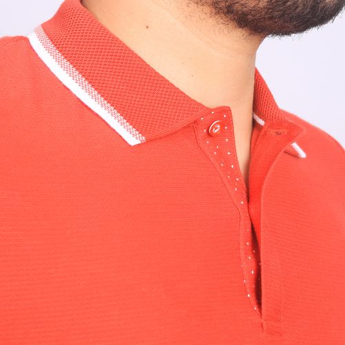 Polo en Cotton - unis - Rouge