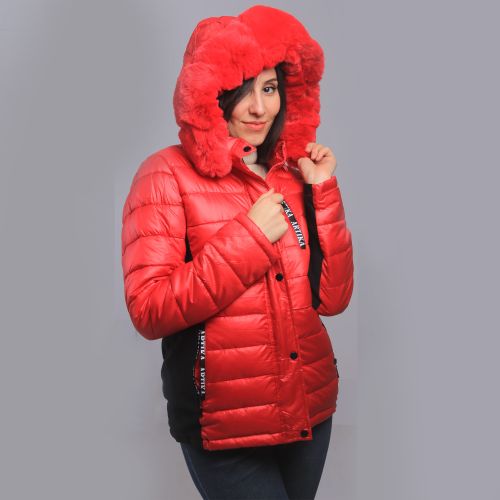 Artika Doudoune À Capuche Fourrure - Rouge