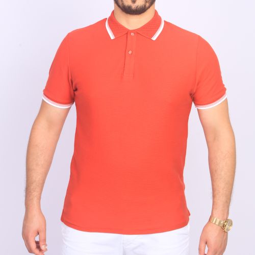 Polo en Cotton - unis - Rouge