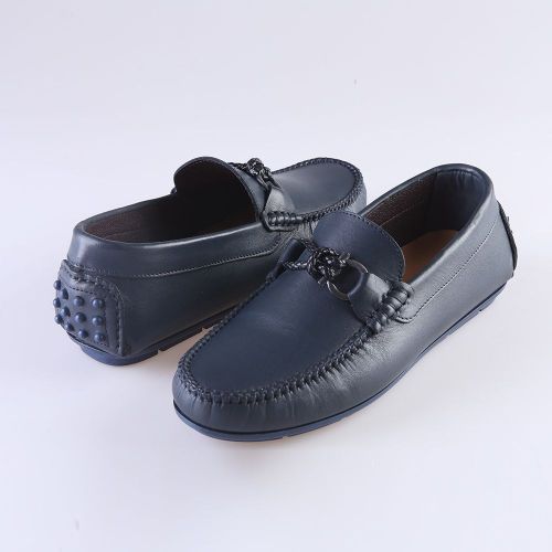 Paulo Martinaises Mocassins En Cuir - Homme - Bleu Marine