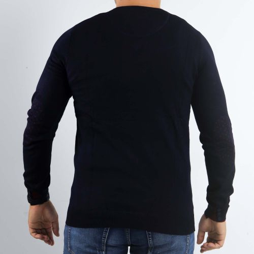 Enos Jeans Pull Homme Col V - Bleu Marine