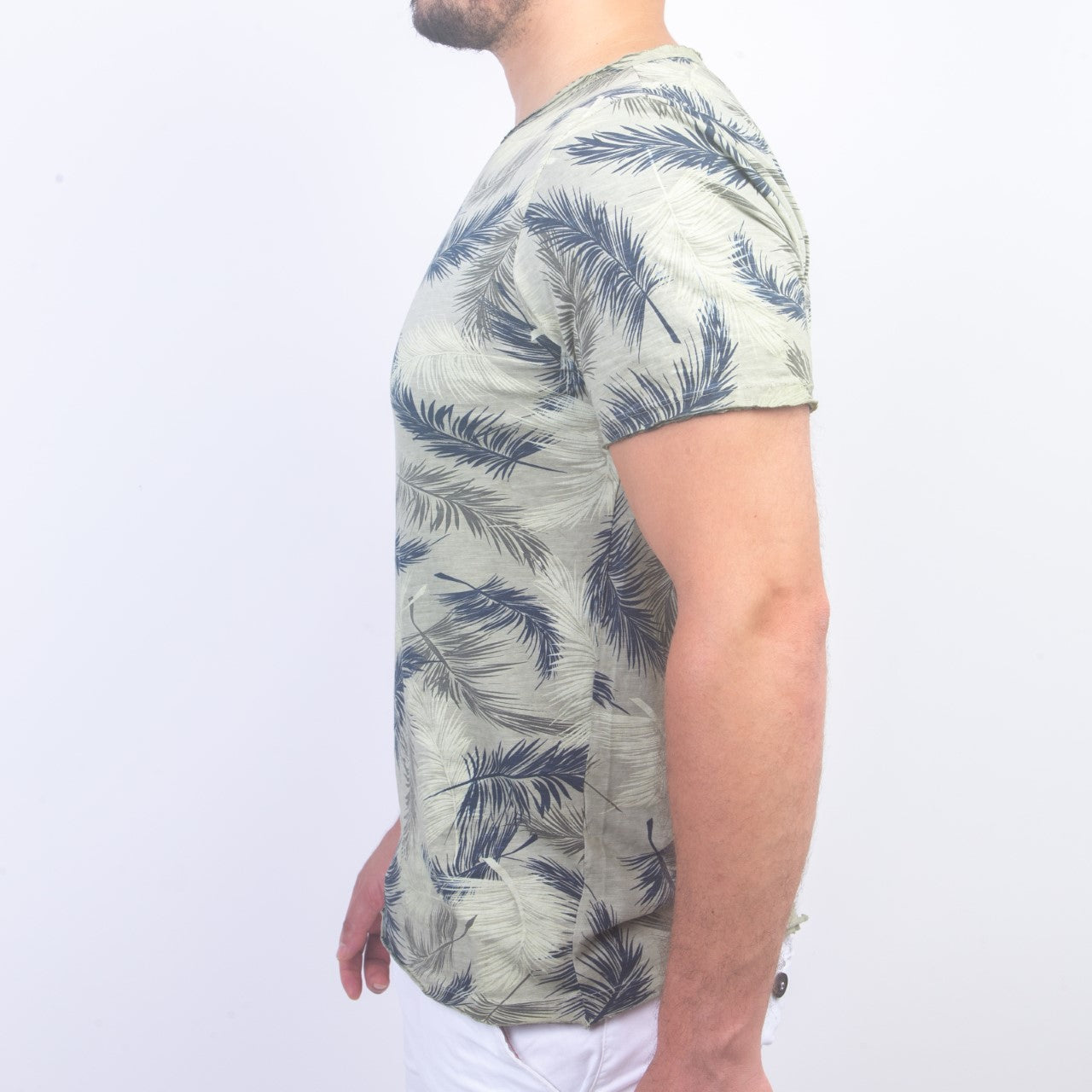 T-shirt à Motif Palme - Vert Olive