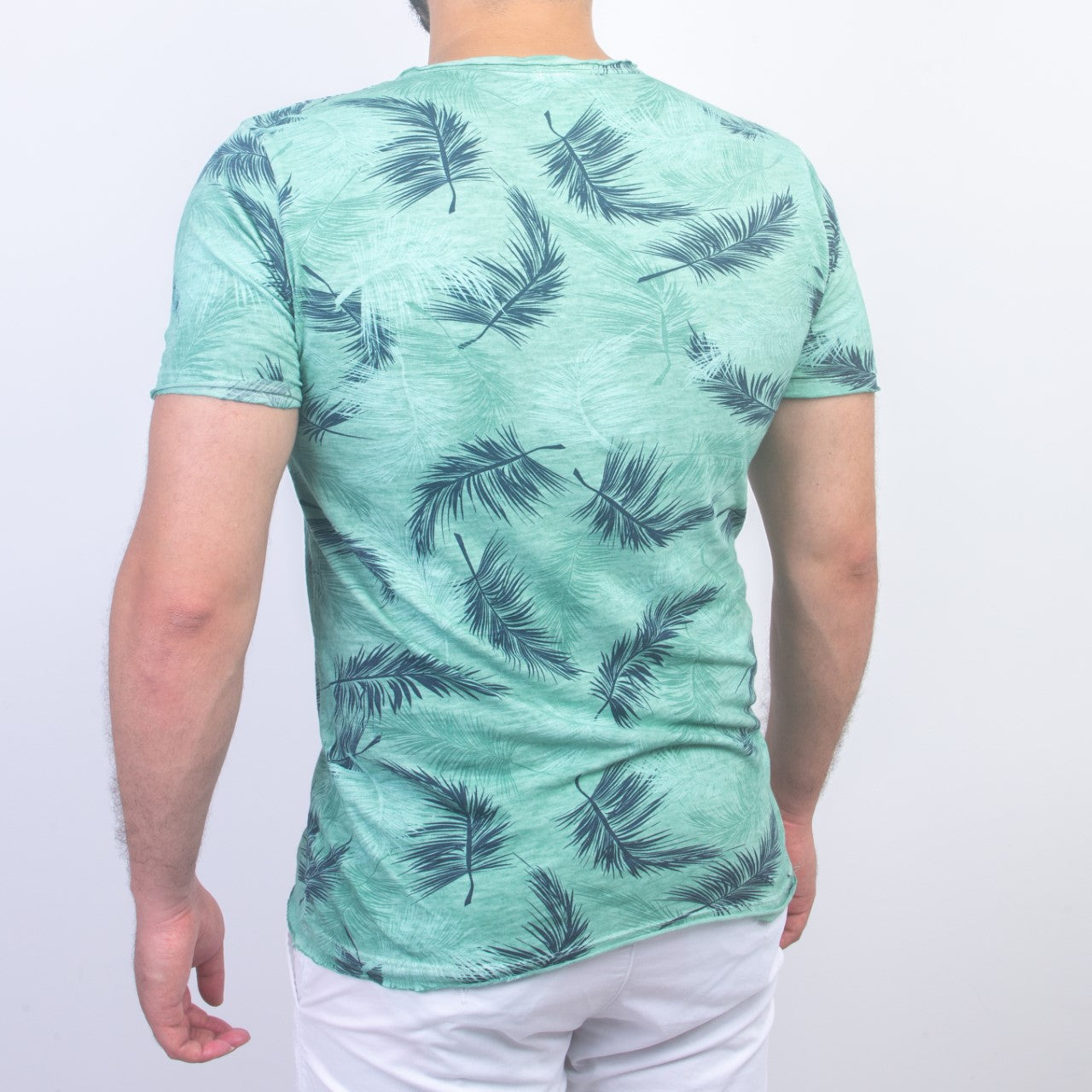 T-shirt à Motif Palme - Vert Turquoi