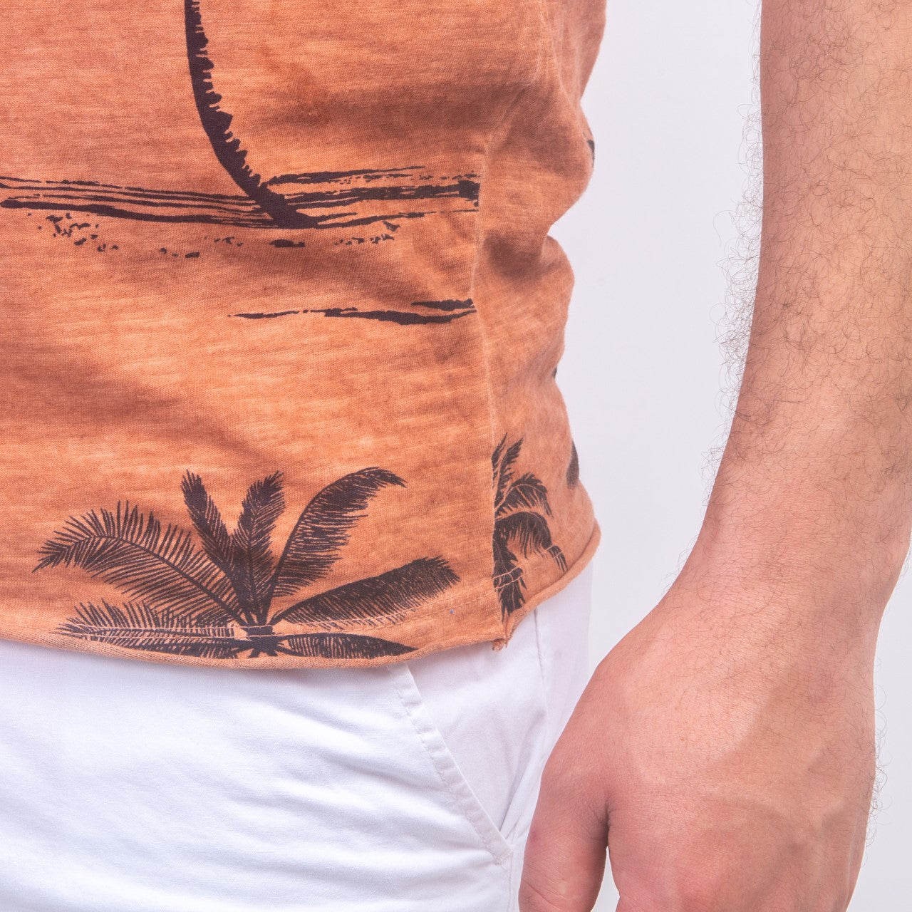 T-shirt à Motif Palmier - Orange