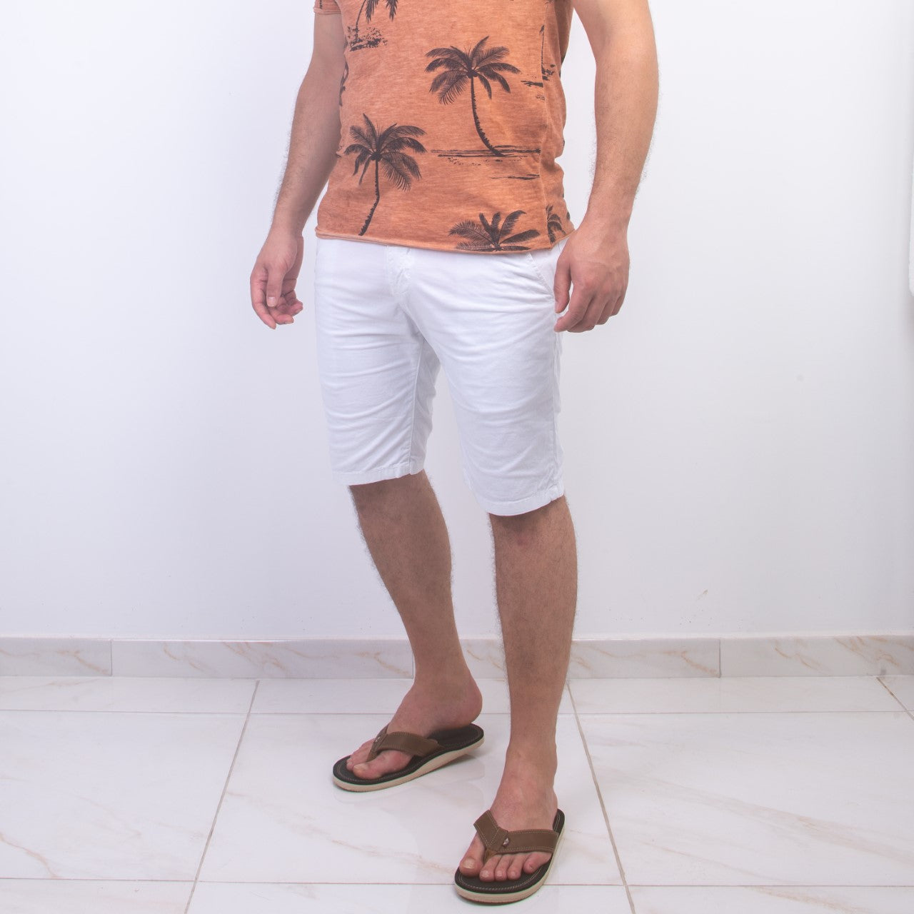 T-shirt à Motif Palmier - Orange
