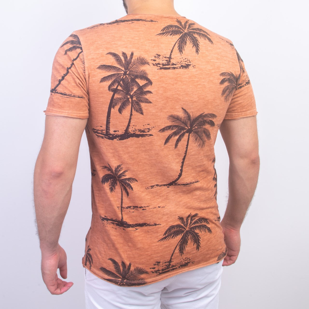 T-shirt à Motif Palmier - Orange